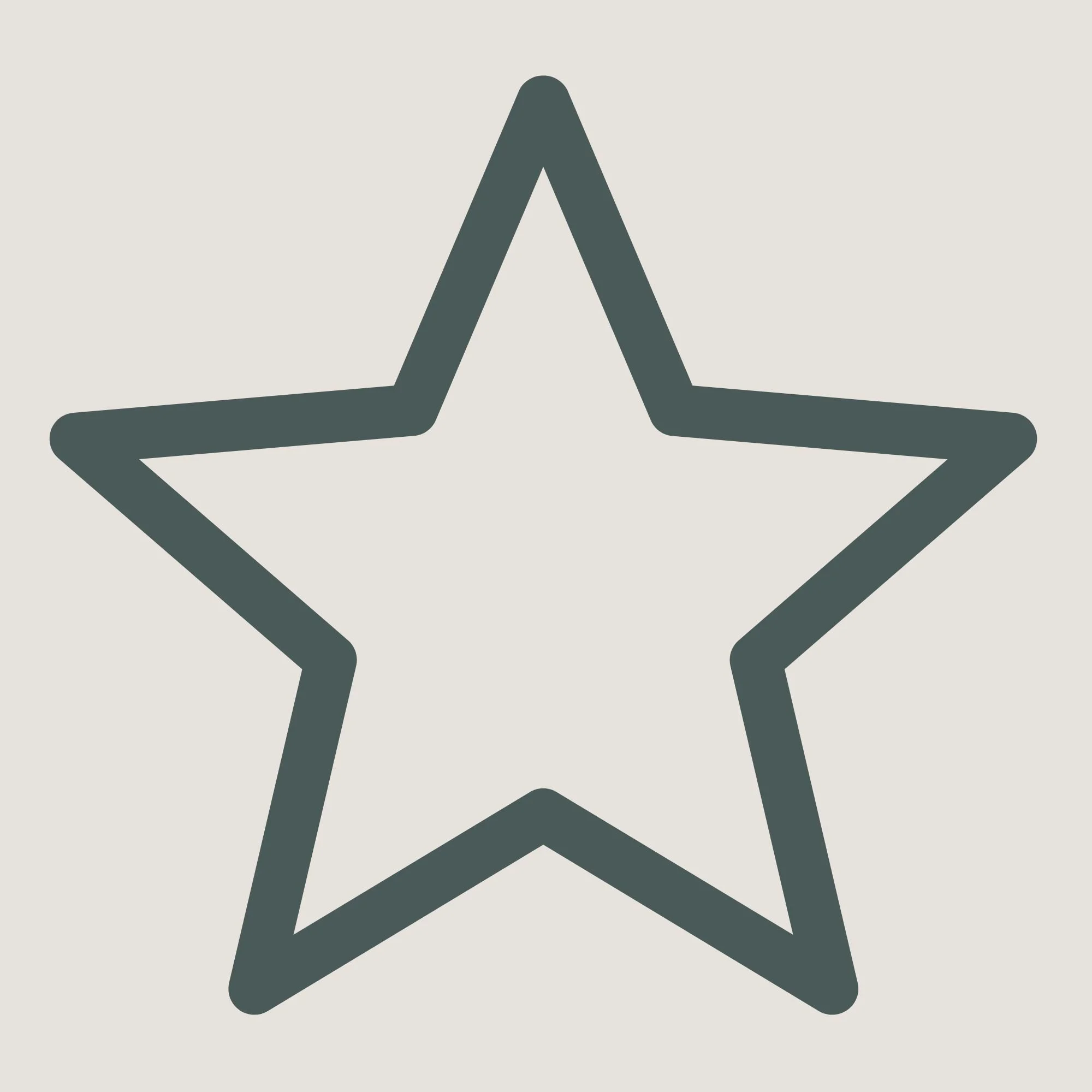 A large outlined star icon in dark gray on a light gray background.