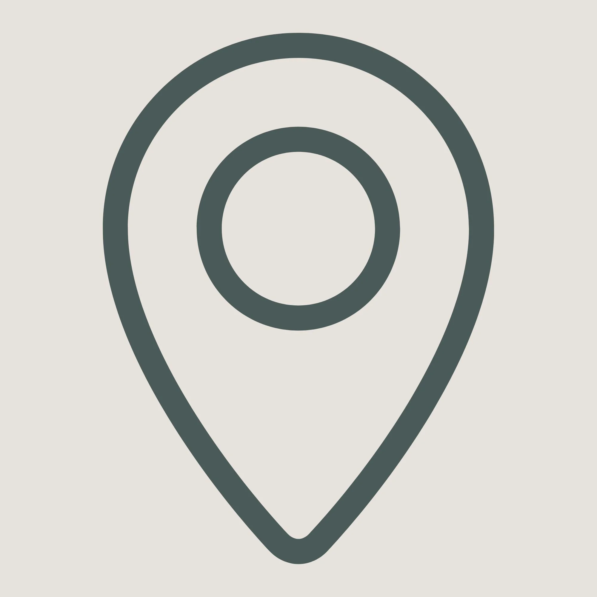 A minimalist illustration of a map pin icon with concentric circles inside.