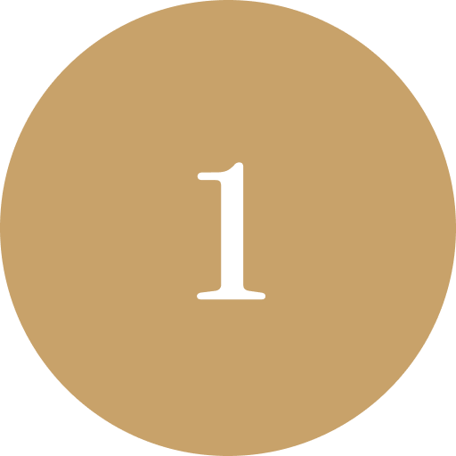 Gold medal with a white number one in the center