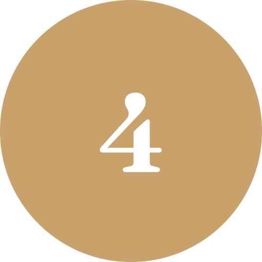 A beige circular icon with a white number four in the center.