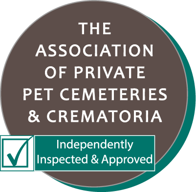 Logo for the Association of Private Pet Cemeteries & Crematoria with a checkmark indicating independent inspection and approval.