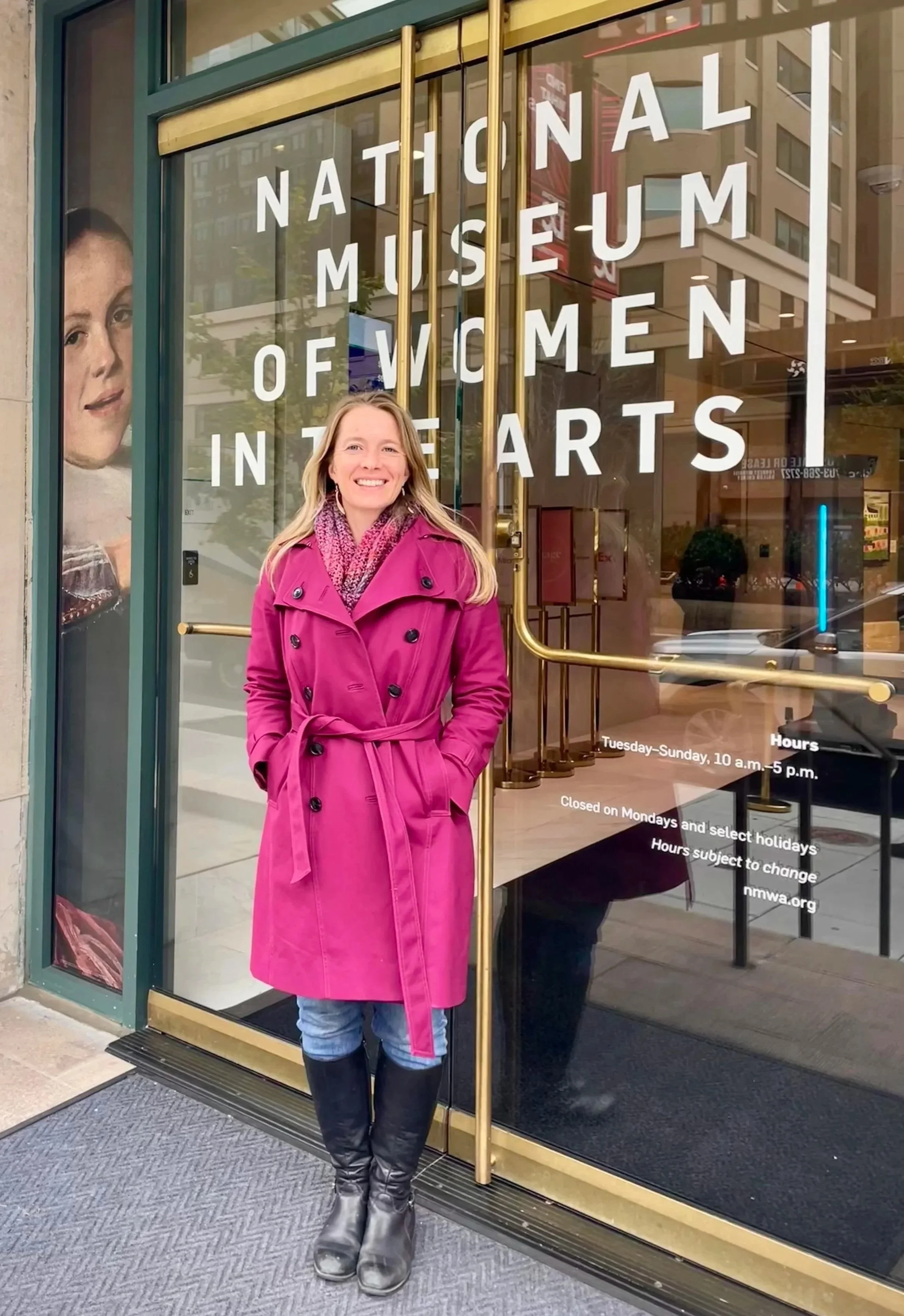 Amy Halliday outside the National Museum of Women in the Arts.