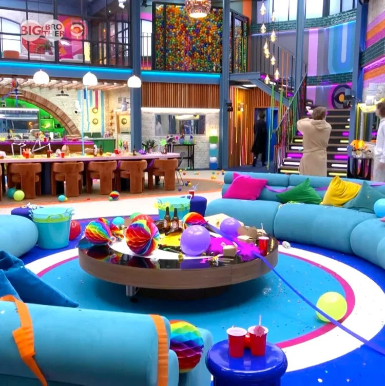 The Big Brother house filled with multicoloured balls