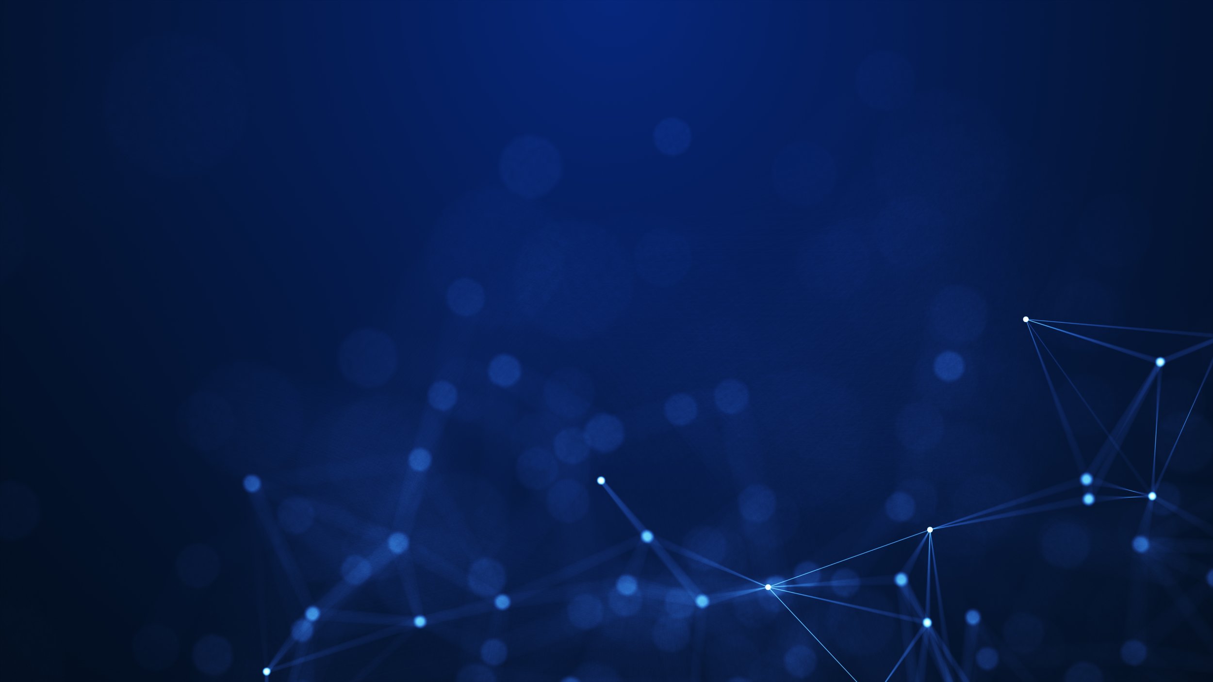 Fond bleu foncé avec un réseau de points connectés par des lignes, évoquant une structure de réseau ou de technologie.