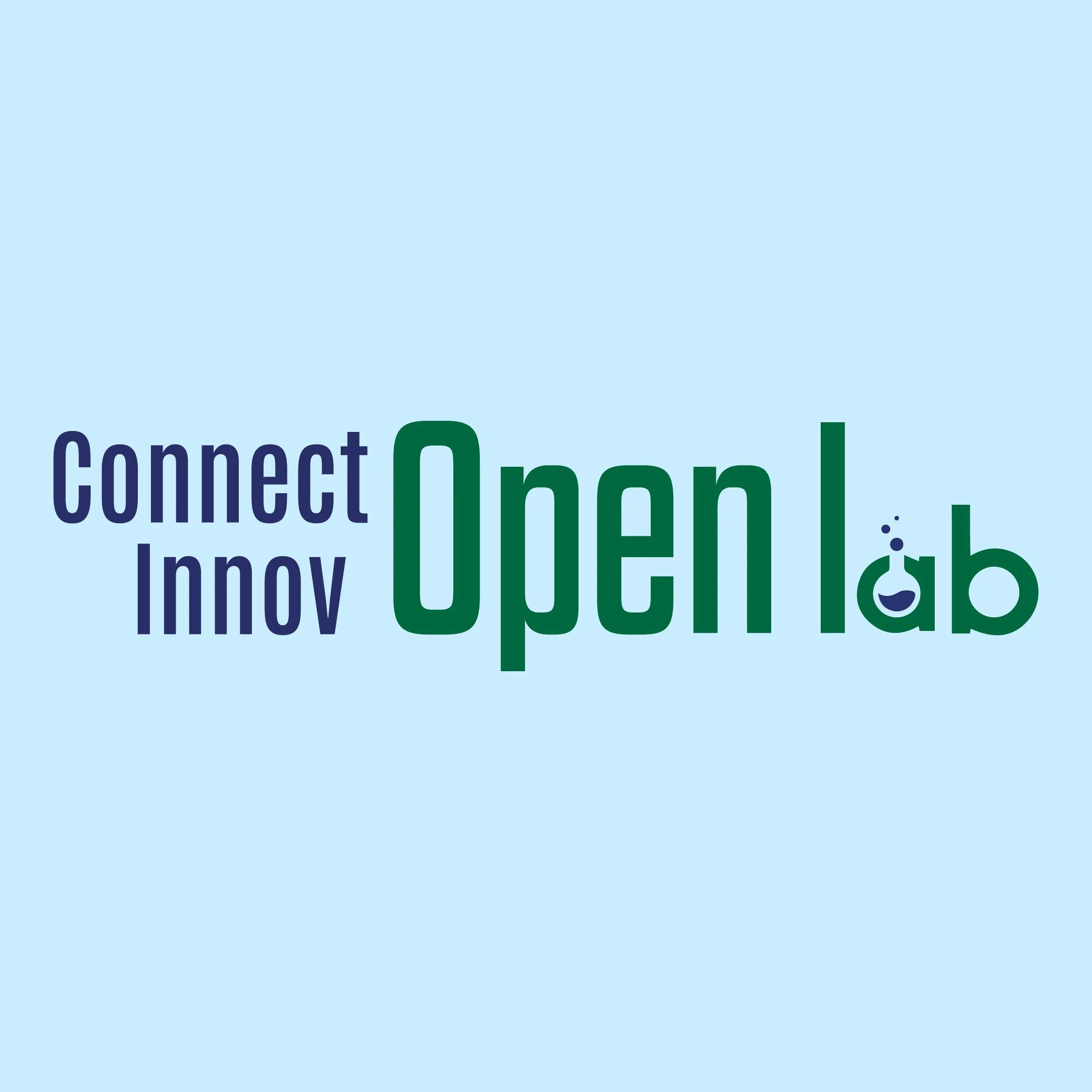 illustration avec des mots liés à la technologie et à l'innovation, comprenant 'Connect', 'Open', 'Innov', 'tech', et une icône de goutte d'eau stylisée