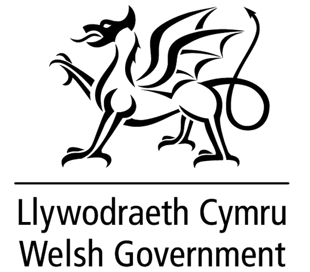 The Welsh Government logo featuring a stylized Welsh dragon with the text 'Llywodraeth Cymru Welsh Government' below it.