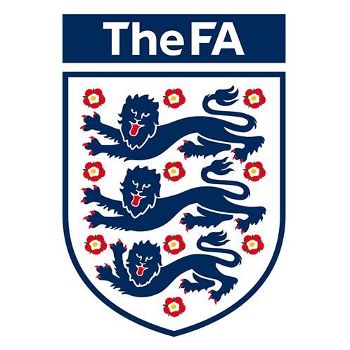 England Football Association logo featuring three blue lions with red tongues and claws, surrounded by red and white roses, with 'The FA' text at the top.