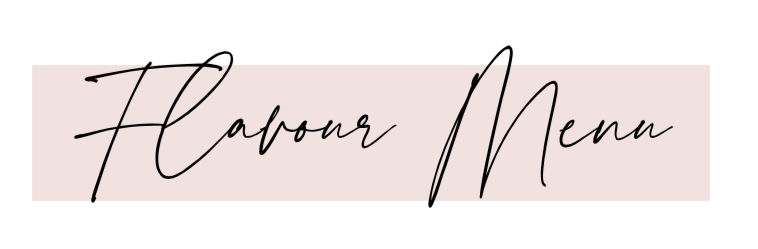 Flavored menu written in elegant script on a pink background
