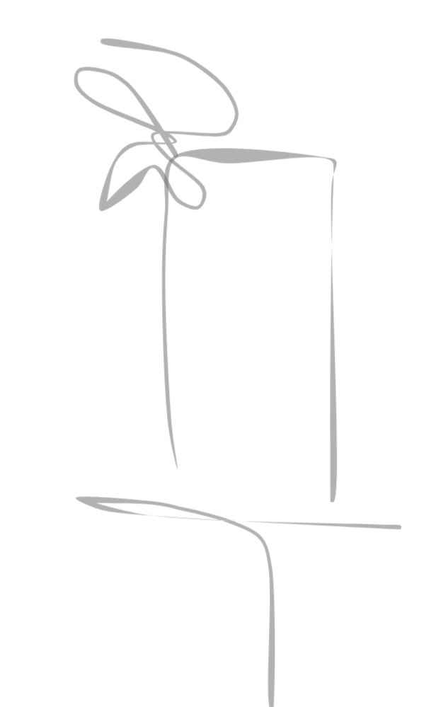 A minimalist line drawing of a glass with a flower inside it, using a single continuous gray line on a black background.