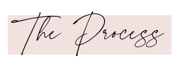 Close-up of a handwritten-style logo or text that reads "The Process" on a light pink background.