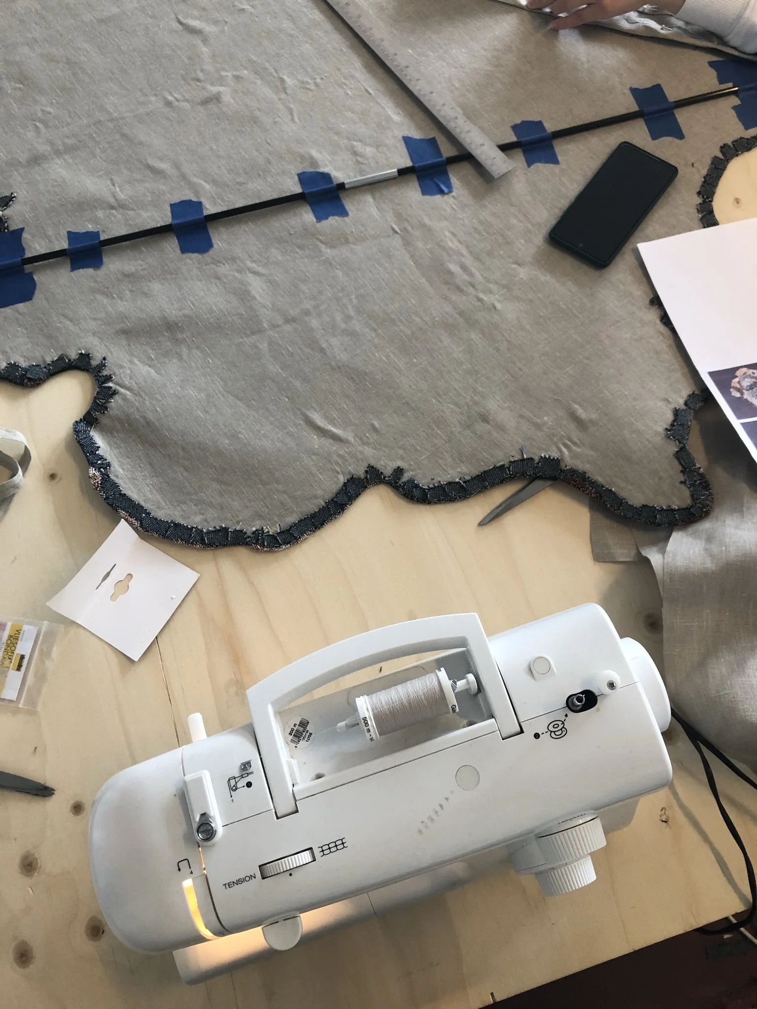 sewing a wall piece for "Forest Wandering"