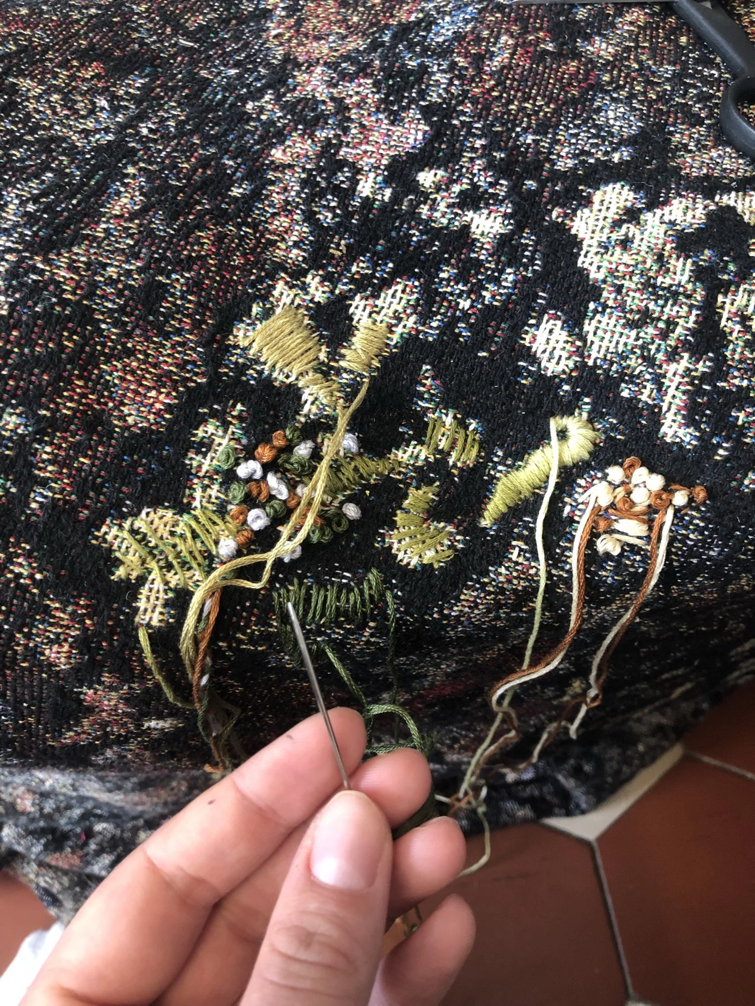 embroidery work on costume "stones" for exhibition "Forest Wandering" at Salone del Mobile 2023