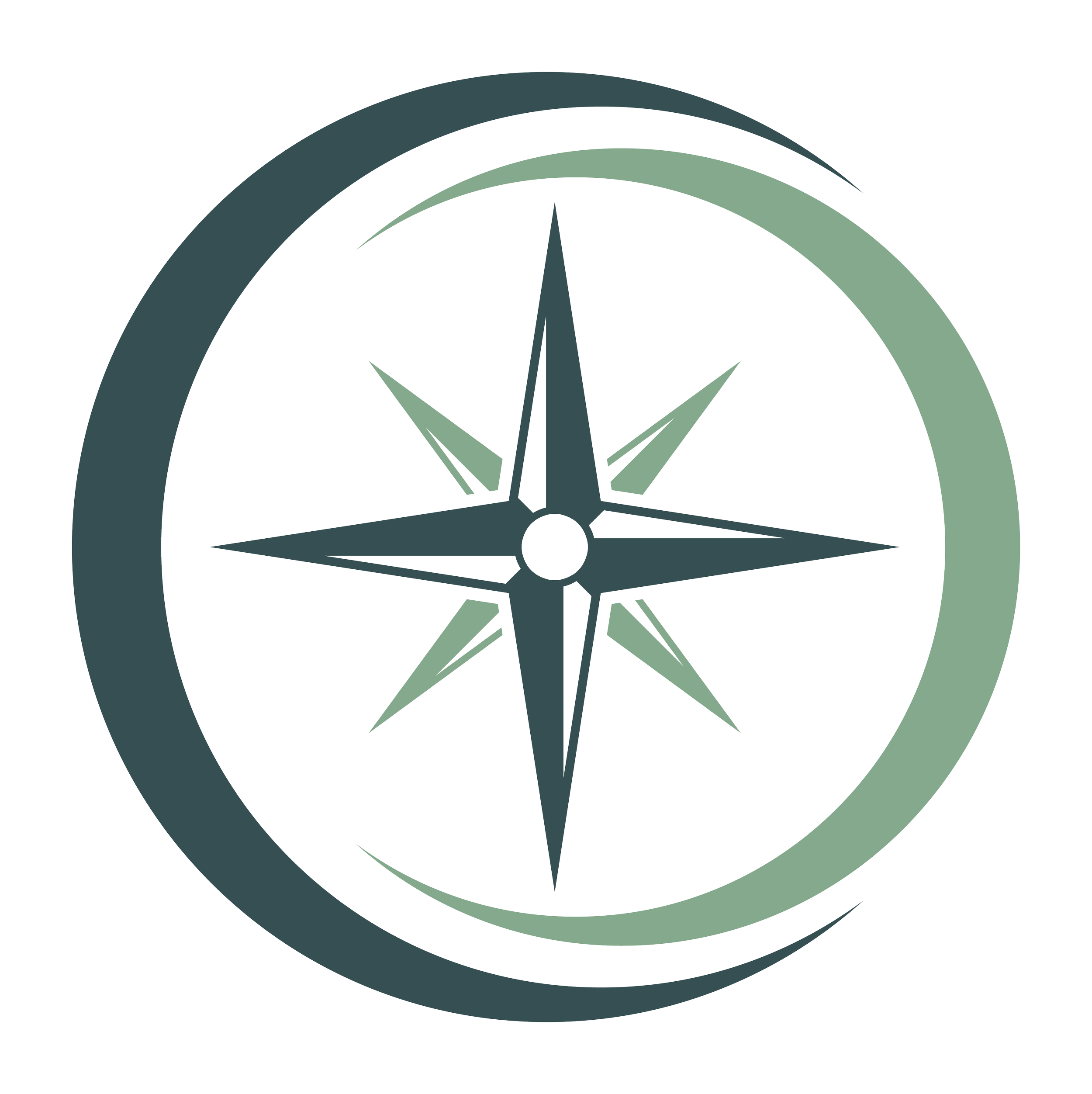 A compass rose showing direction and charting a course of action.