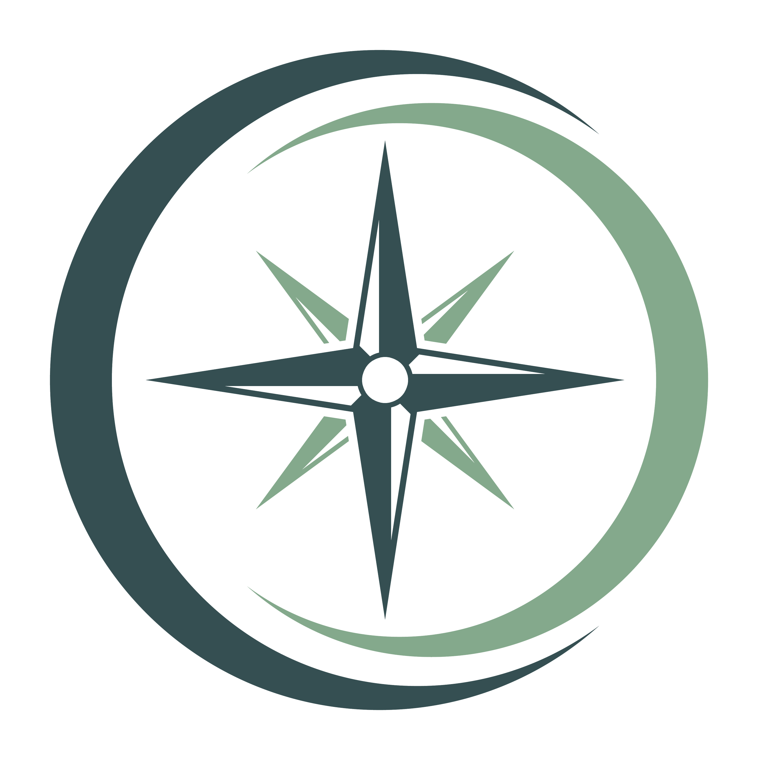 A compass rose showing direction and charting a course of action.