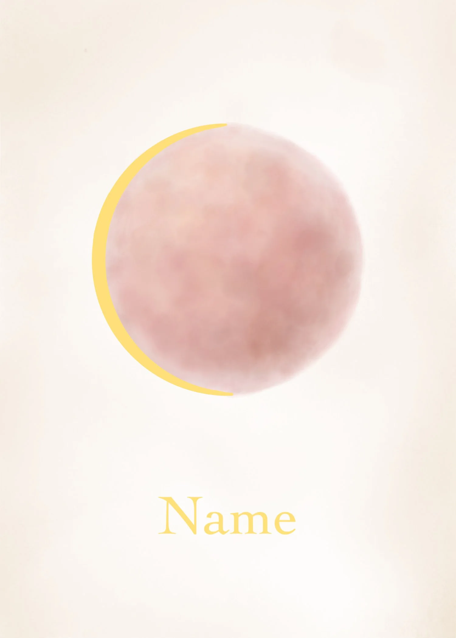 Birth card with the lunar phase of the date of birth.