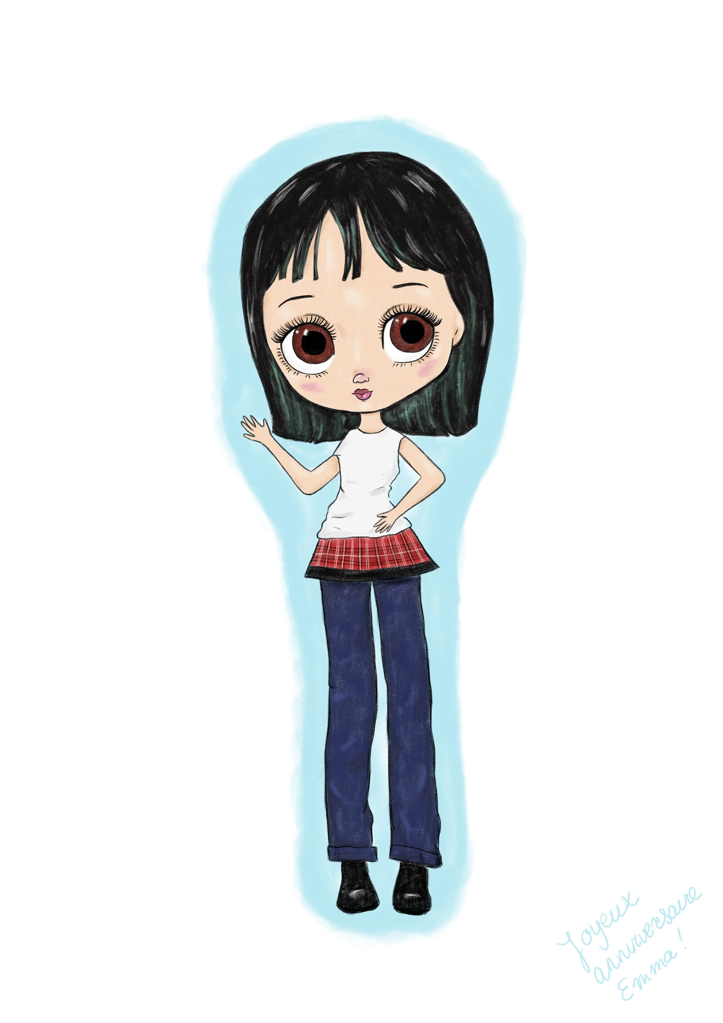 Birthday gift showing the birthday girl as a Blythe doll.