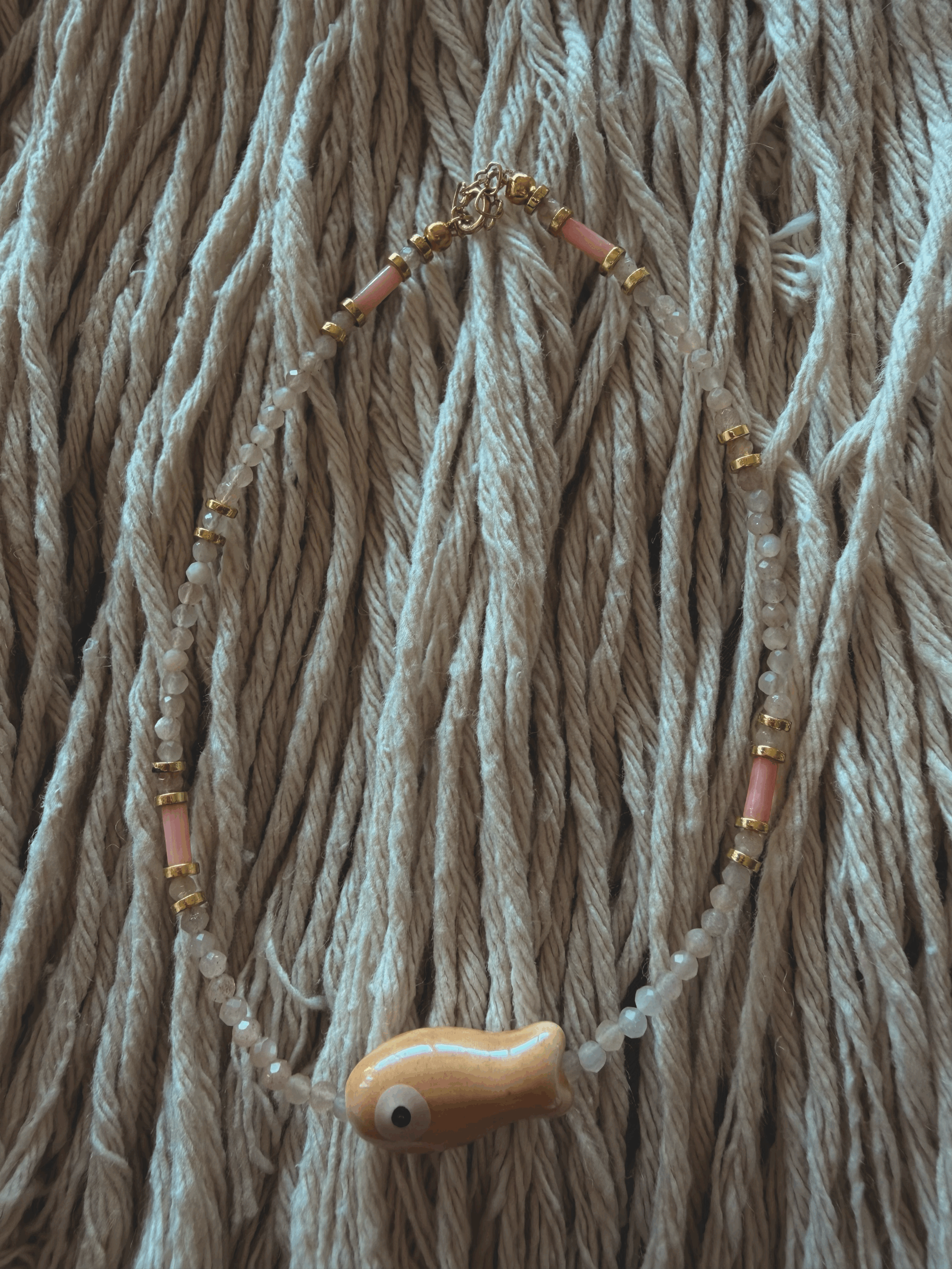 Artisan Ceramic Fish Pendant Anklet