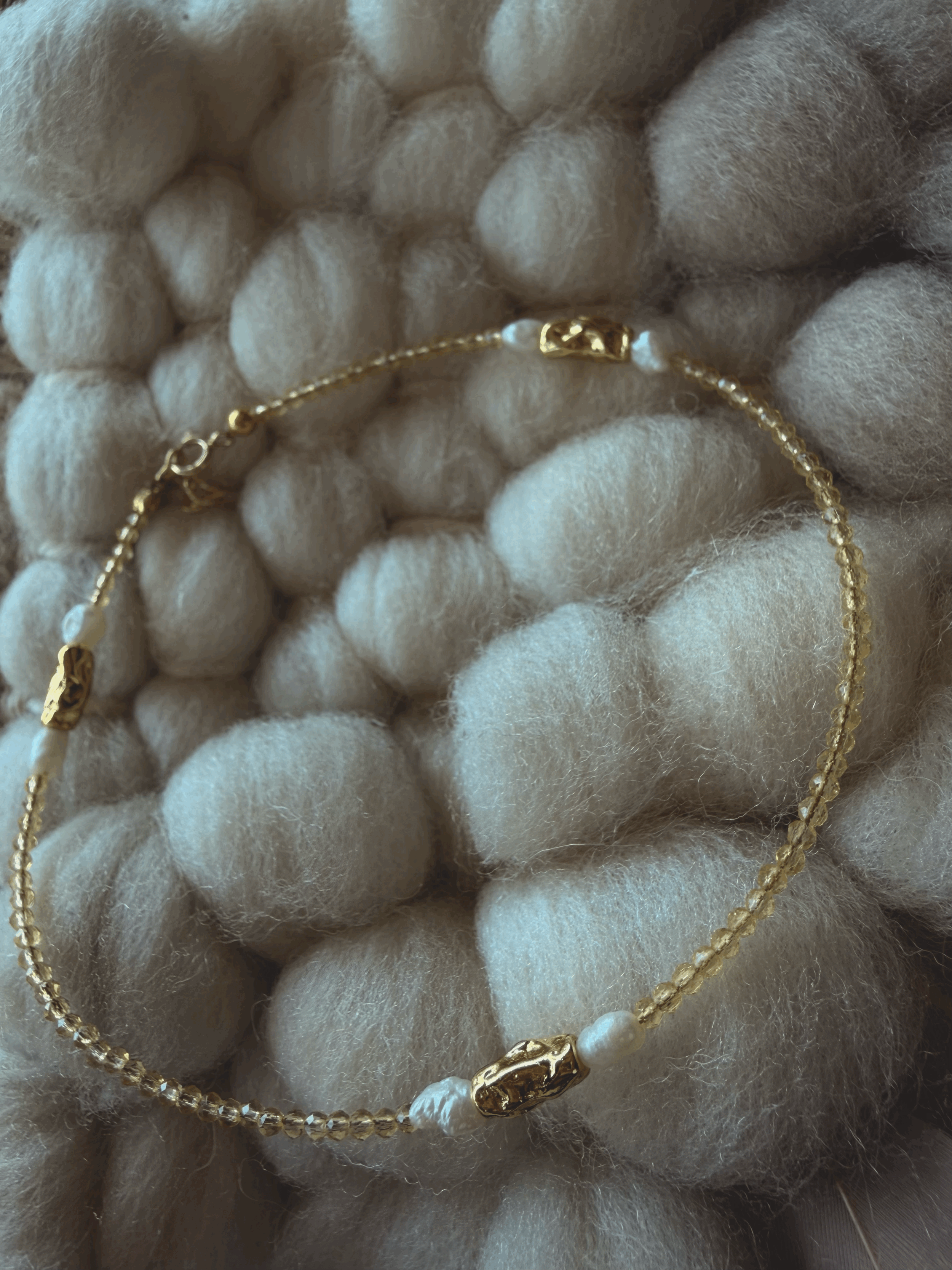 Faceted Citrine & Pearls Sunshine Anklet