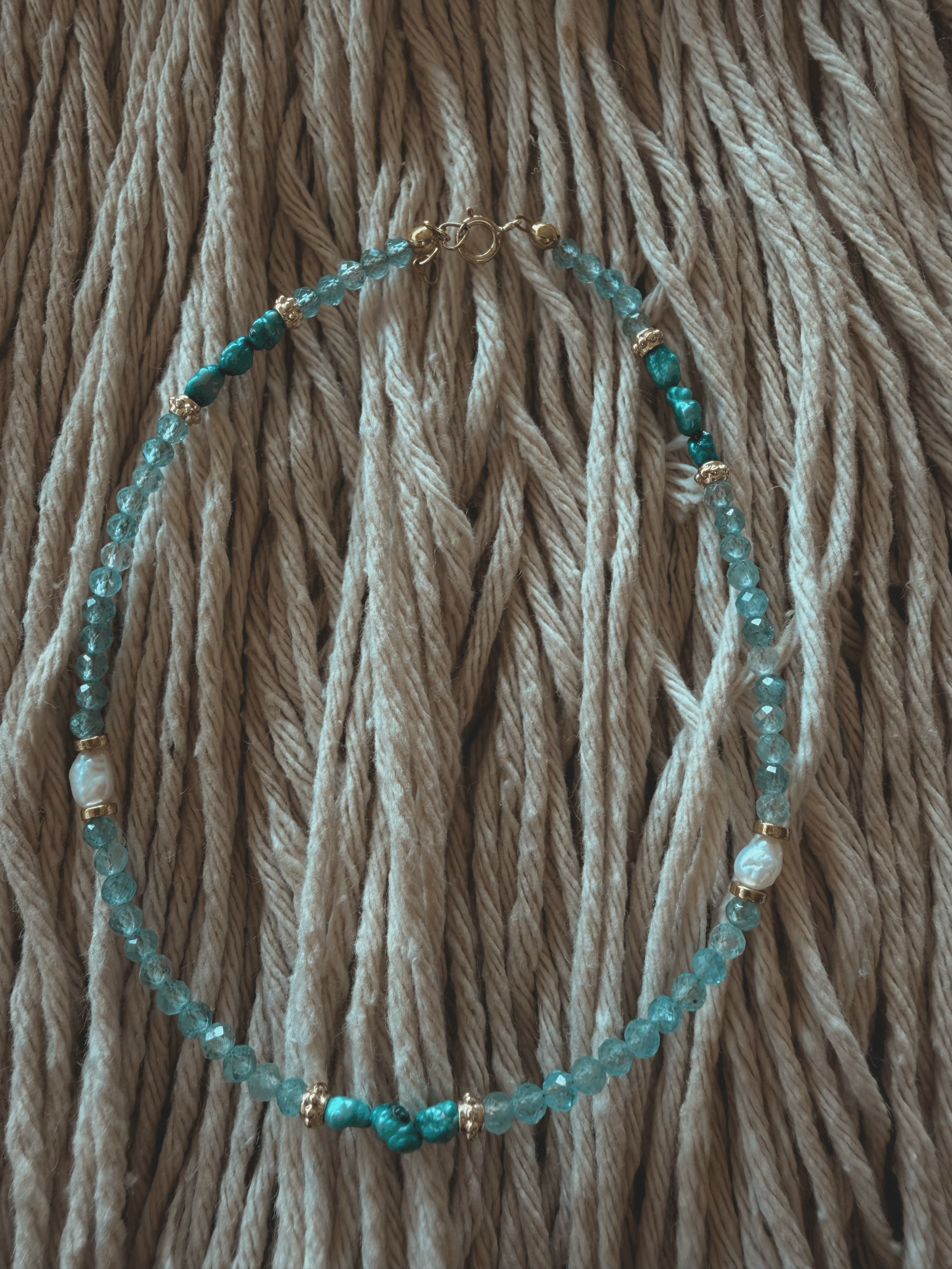 Aqua Blue Apatite Ankle Bracelet