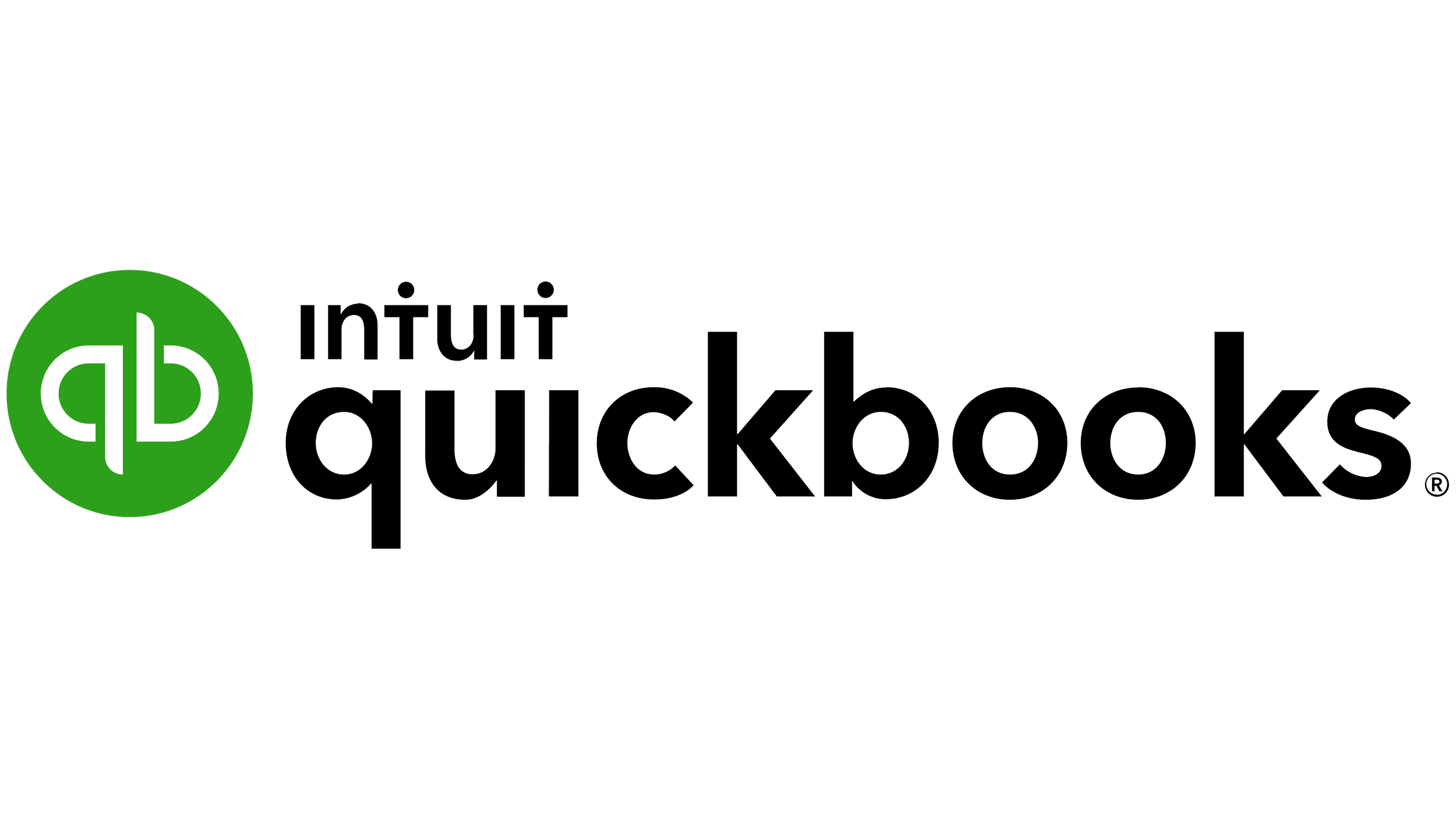 QuickBooks logo with green circle and white letters, and the words 'intuit quickbooks' written in black.