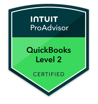 Badge for Intuit ProAdvisor certification in QuickBooks Level 2