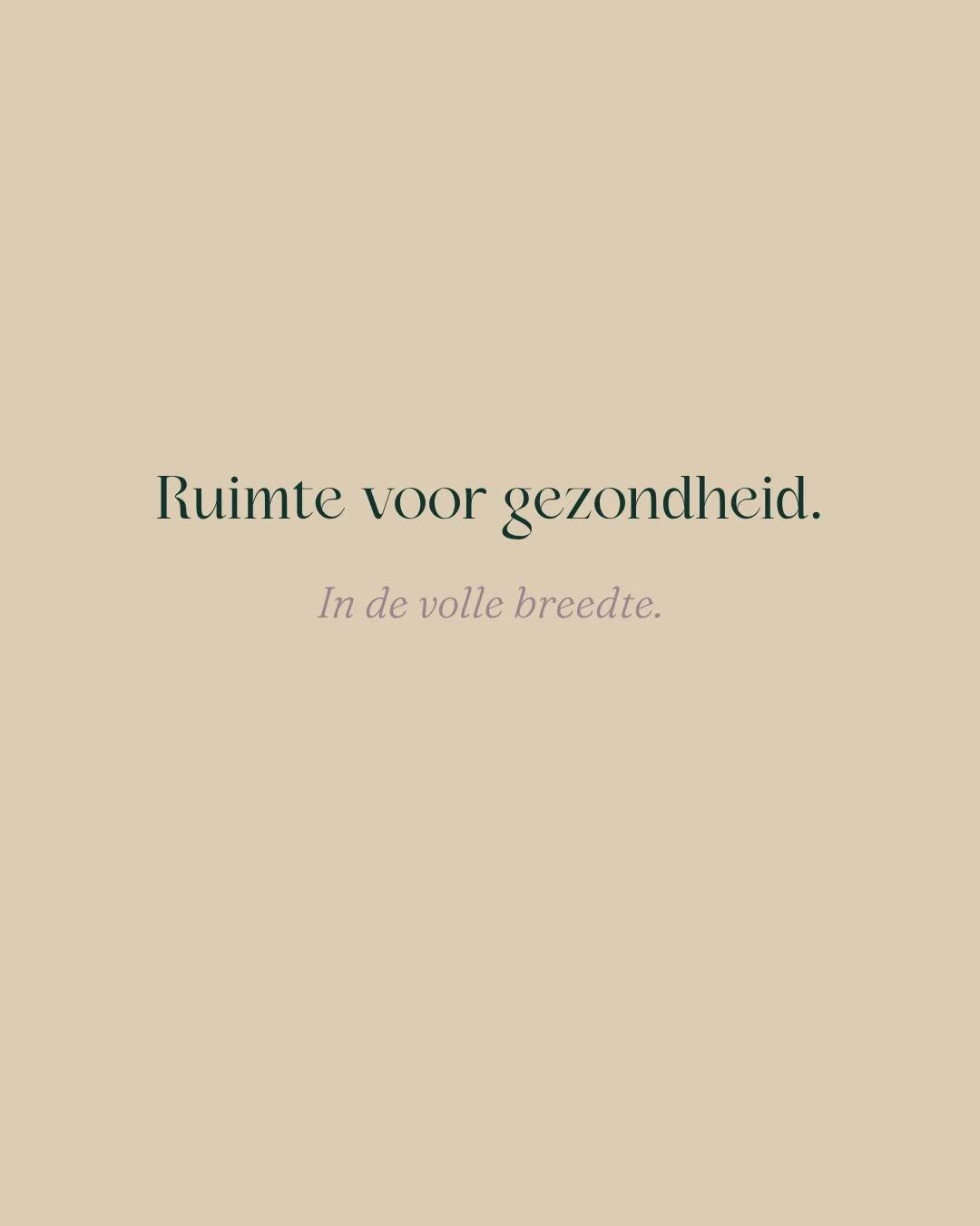 𝐑𝐮𝐢𝐦𝐭𝐞 𝐯𝐨𝐨𝐫 𝐠𝐞𝐳𝐨𝐧𝐝𝐡𝐞𝐢𝐝. 𝐈𝐧 𝐝𝐞 𝐯𝐨𝐥𝐥𝐞 𝐛𝐫𝐞𝐞𝐝𝐭𝐞.⁣
⁣
Gezondheid laat zich niet vangen in &eacute;&eacute;n onderdeel van ons leven. Lichaam en geest, inspanning en ontspanning, voeding en beweging, slaap, verbinding en 