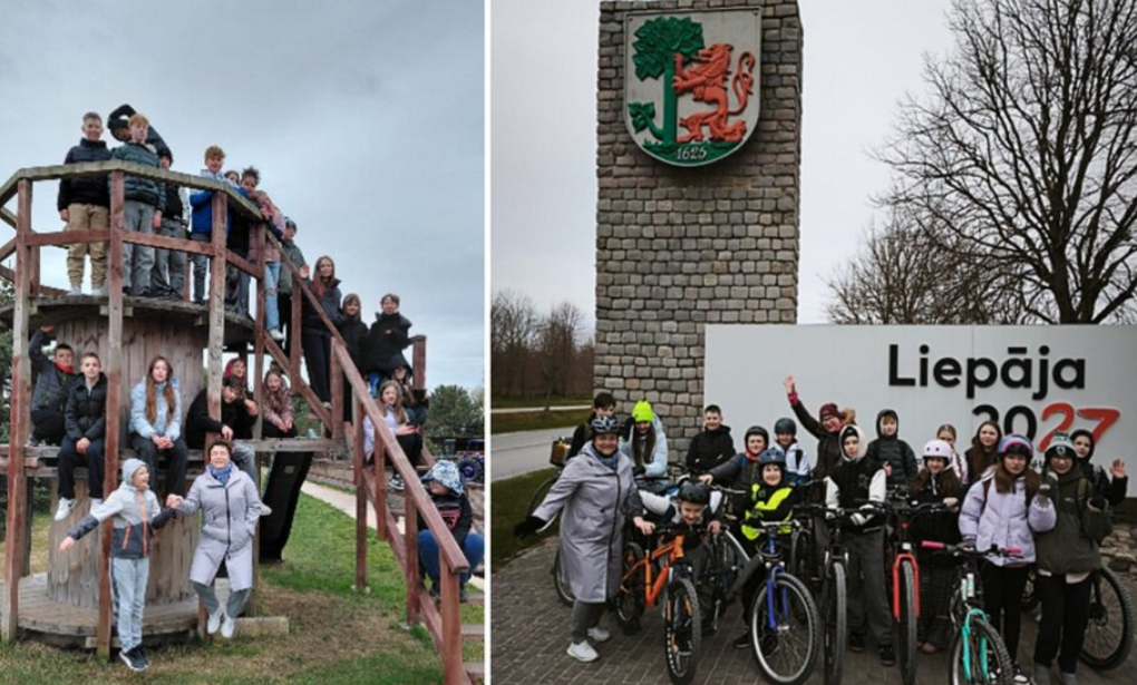 5.b klase saliedējas veloizbraucienā