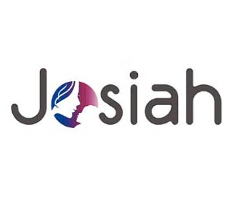 The logo features the name 'Josiah' with a stylized profile of a woman's face with a feather in her hair replacing the 'o' in the design.