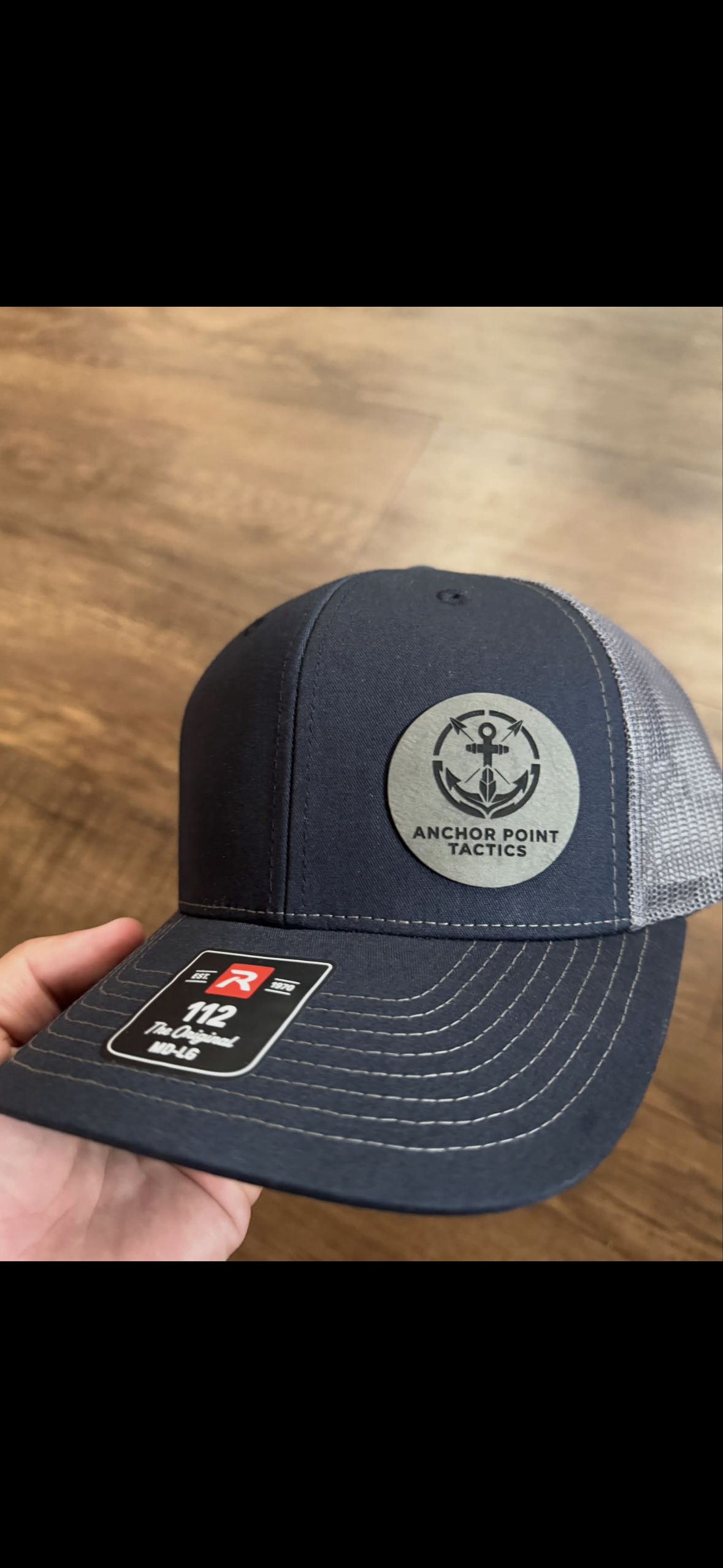 Navy Blue Snapback Hat with Gray Offset Logo - *Preorder*