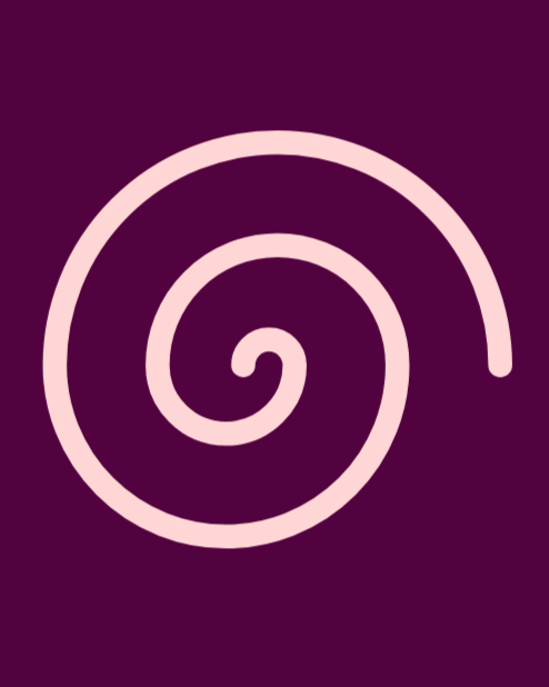 Ein pinkener Spiralsans-Text auf dunklem lila Hintergrund.