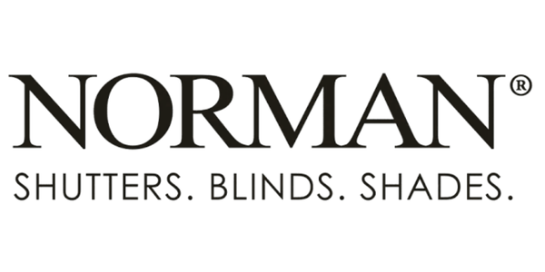 Logo for NORMAN, a company specializing in shutters, blinds, and shades.