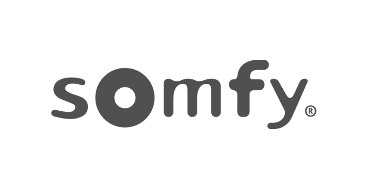 SOMFY logo in black letters on a white background