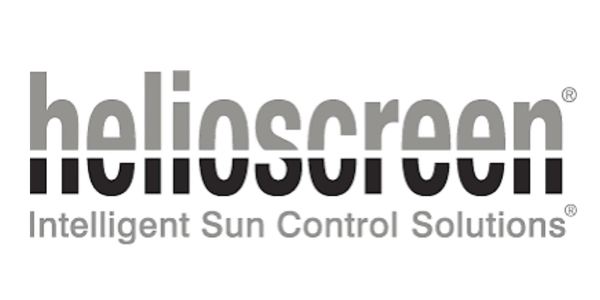 Logo of Helioscreen with the tagline "Intelligent Sun Control Solutions".