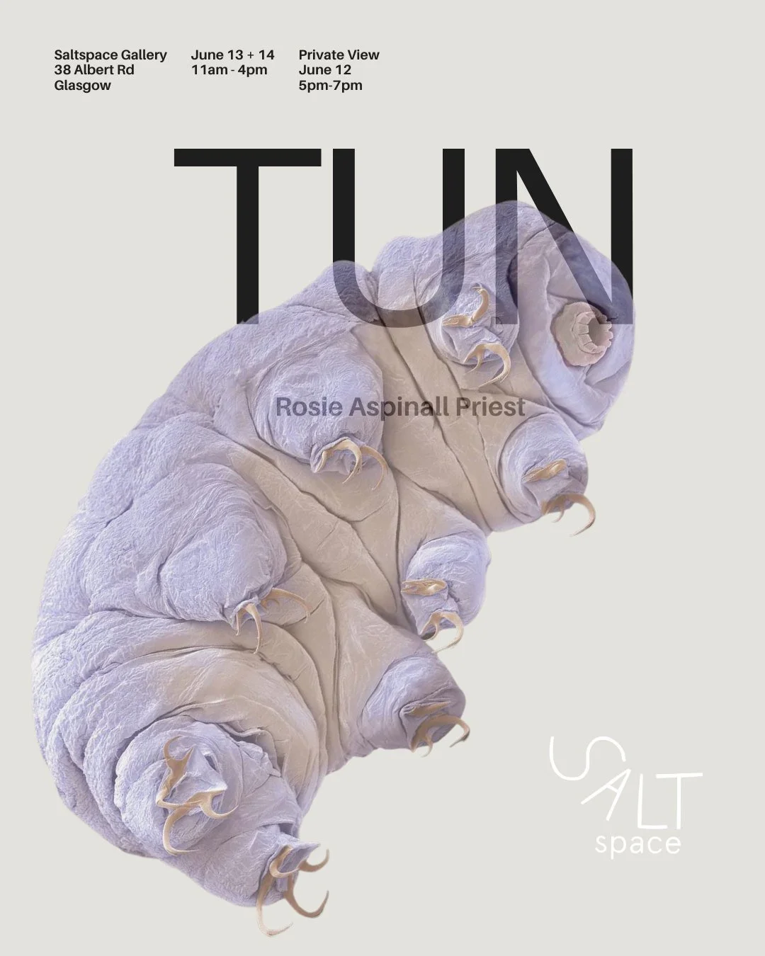 📣 SaltSpace is delighted to announce "TUN" &ndash; an exhibition by Rosie Aspinall Priest.

📆 Opening event: Fri 12th June, 5:00-7:00pm
📆 Continues on: Sat 13th and Sun 14th June, 11:00am-4:00pm

📍 SaltSpace Gallery: 38 Albert Road, Gla