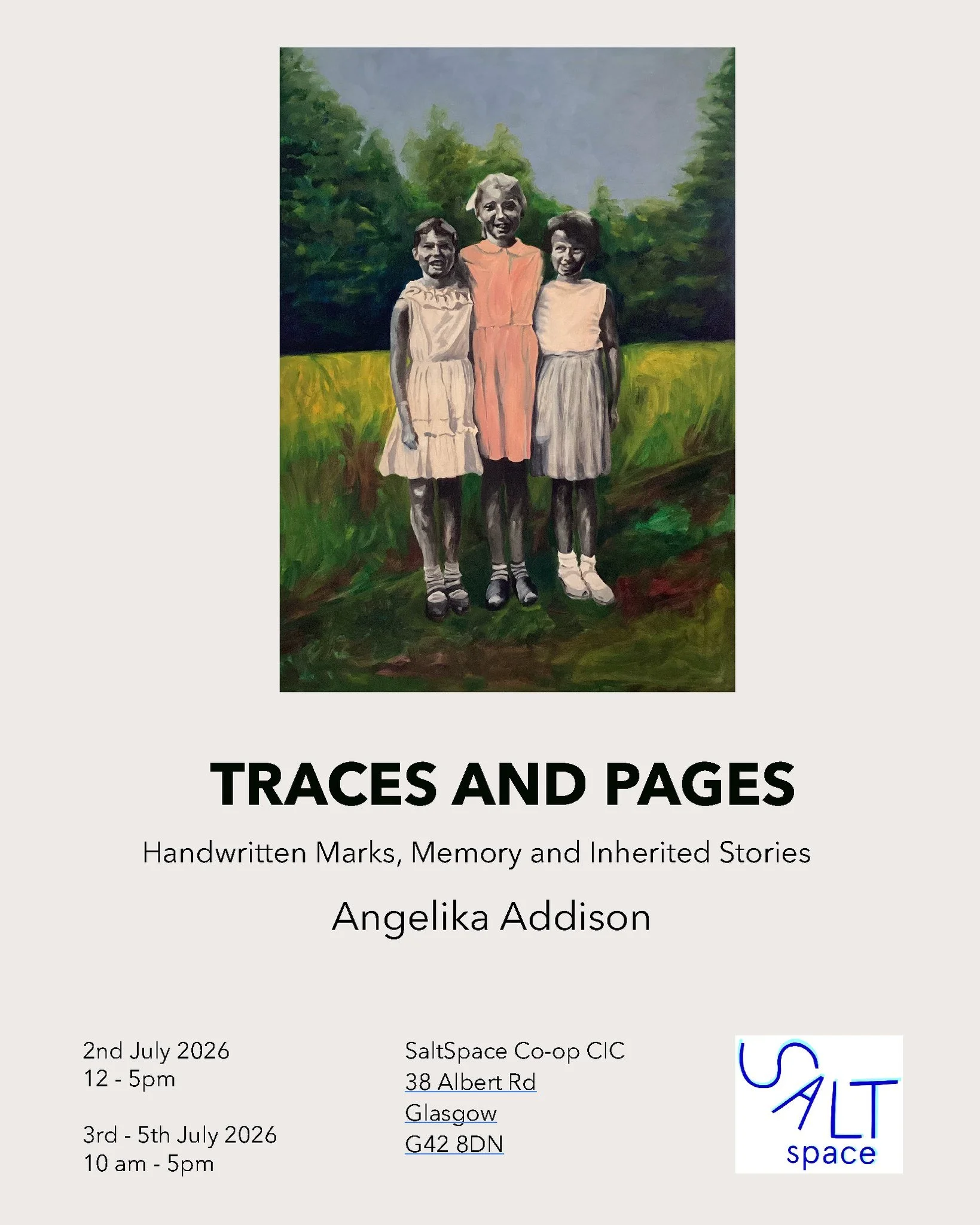 📣 SaltSpace is delighted to announce "Traces and Pages" &ndash; an exhibition by Rosie Angelika Addison.

📆 Opening event: Thurs 2nd July, 12:00-5:00pm
📆 Continues on: Fri 3rd to Sun 5th July, 10:00am-5:00pm

📍 SaltSpace Gallery: 38 Alb
