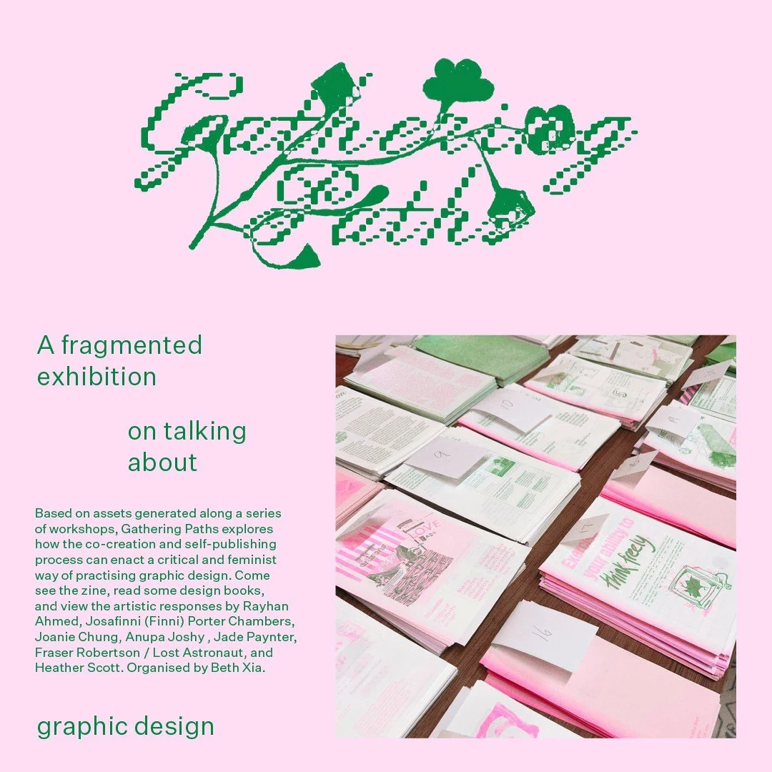 📣 SaltSpace is delighted to announce "Gathering Paths: A fragmented exhibition on talking about graphic design" &ndash; an exhibition by Beth Xia.

📆 Opening event: Mon 3rd August, 6-8pm
📆 Continues on: Tues 4th to Sun 9th August, 12-6pm