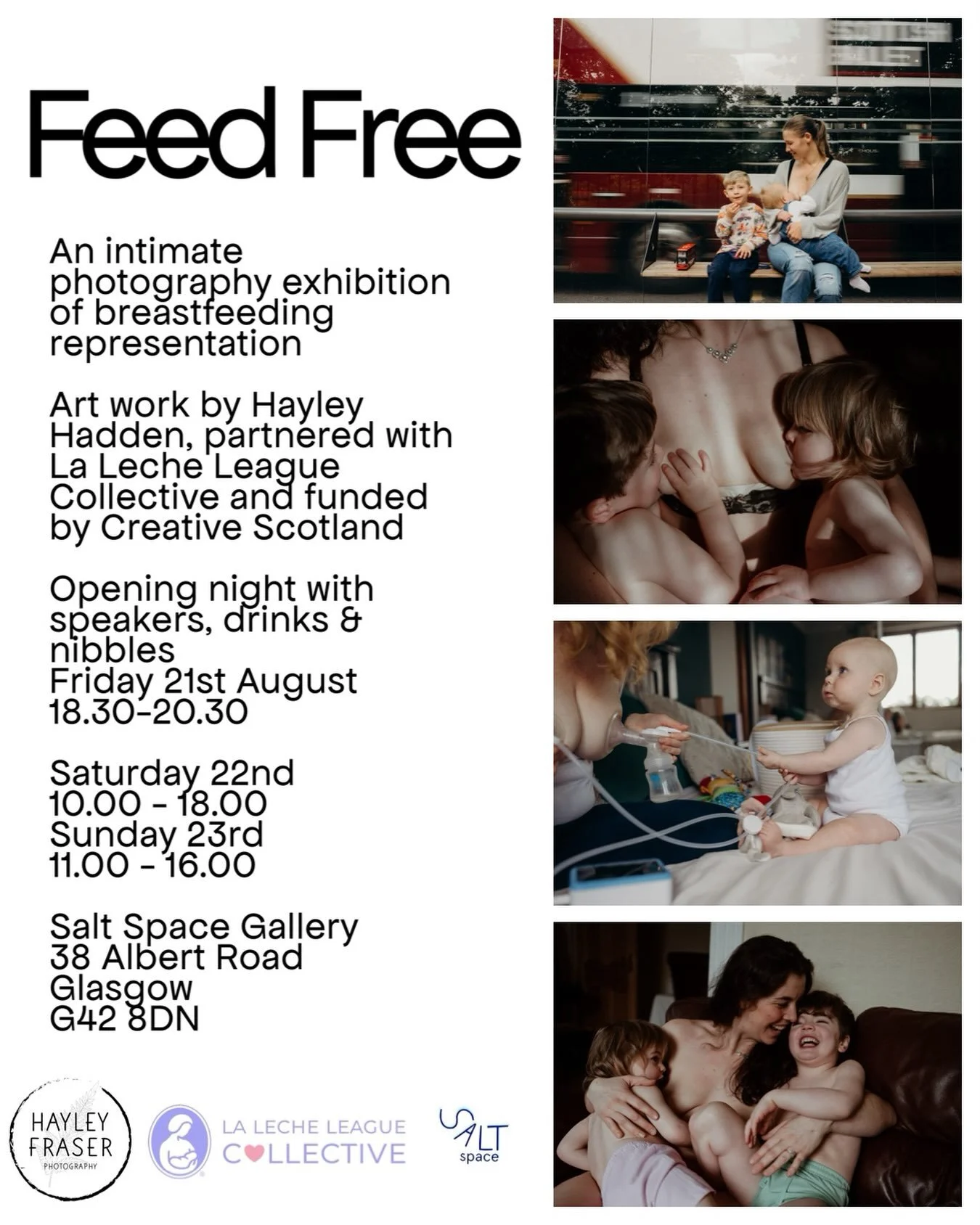 📣 Saltspace is pleased to announce: &lsquo;Feed Free&rsquo; an intimate photography exhibition of breastfeeding representation by Hayley Hadden.

📅 Opening Friday 21st August 6.30-9.30pm, then Saturday 22nd and Sunday 23rd August 10am-6pm

📍 SaltS