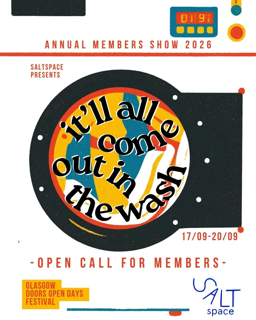 🚨ONLY A FEW DAYS LEFT TO APPLY!🚨

There are just a few days left to submit your work for our Annual SaltSpace Members Show 2026: "It&rsquo;ll All Come Out in the Wash" 🫧

Every September, SaltSpace hosts our Annual Members Show, giving e