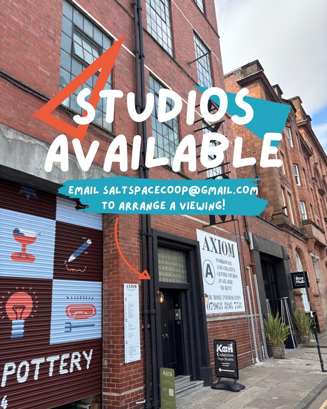 Looking to grow your creative practice in a supportive, community-centred space? 

We have 3 studio spaces available in the Axiom building!

A flexible, rolling contract gets you:
💙 your own walls, desk &amp; chair within an open plan co-working spa