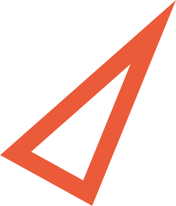 An orange carpenter's square ruler on a black background.