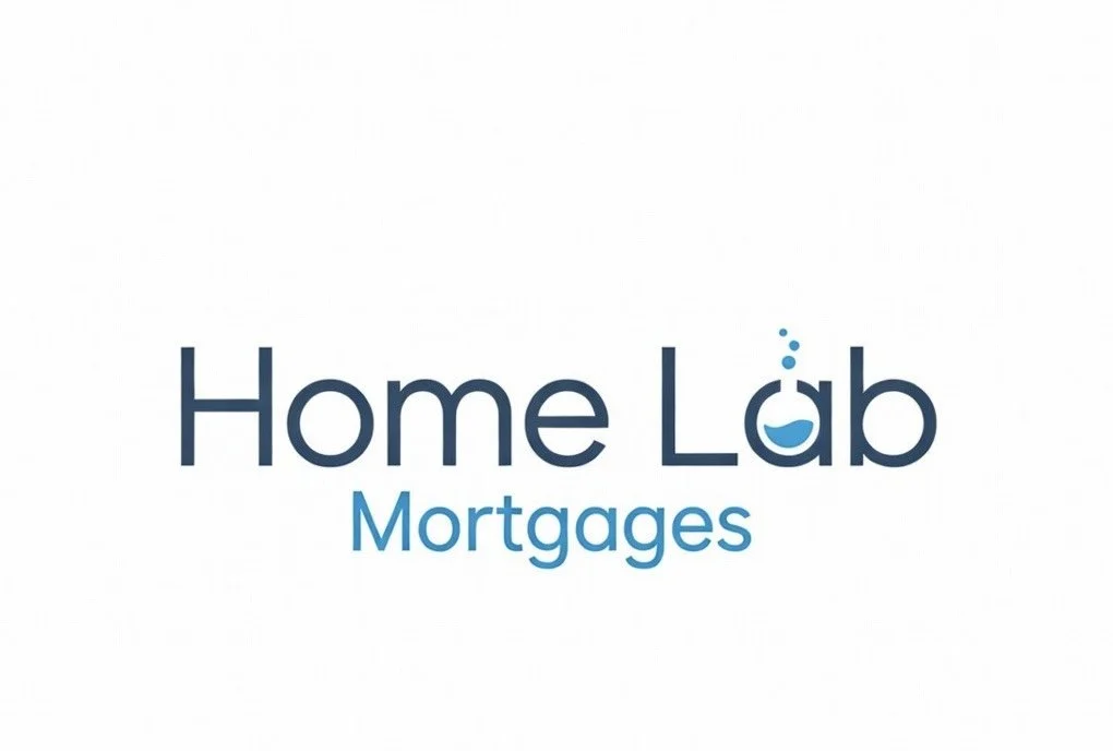 Logo that reads 'Home Lab Mortgages' with a stylized beaker containing a blue liquid and bubbles above the letter 'i' in 'Lab'.