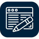 Icon of a website or document with a pencil for editing or writing.