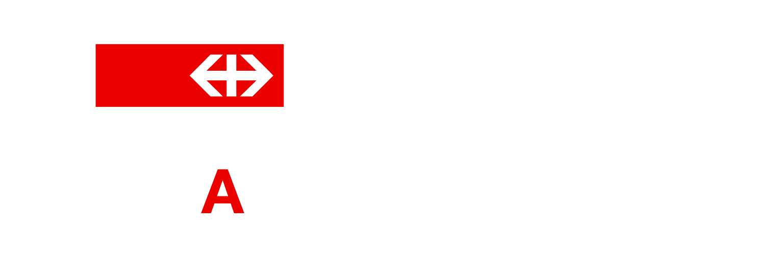 Logo des SBB CFF FFS RailAway mit rotem Hintergrund, weißer Symbolik und Text auf schwarz, weist auf einen Bahnangebot hin.