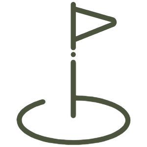 Simple drawing of a flag on a pole with a circular base.