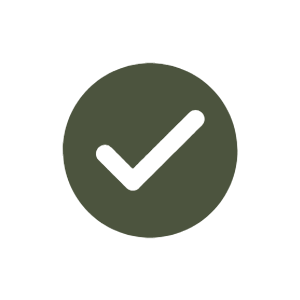 Green check mark inside a dark green circle.