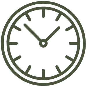 An analog clock showing the time as 10:08.