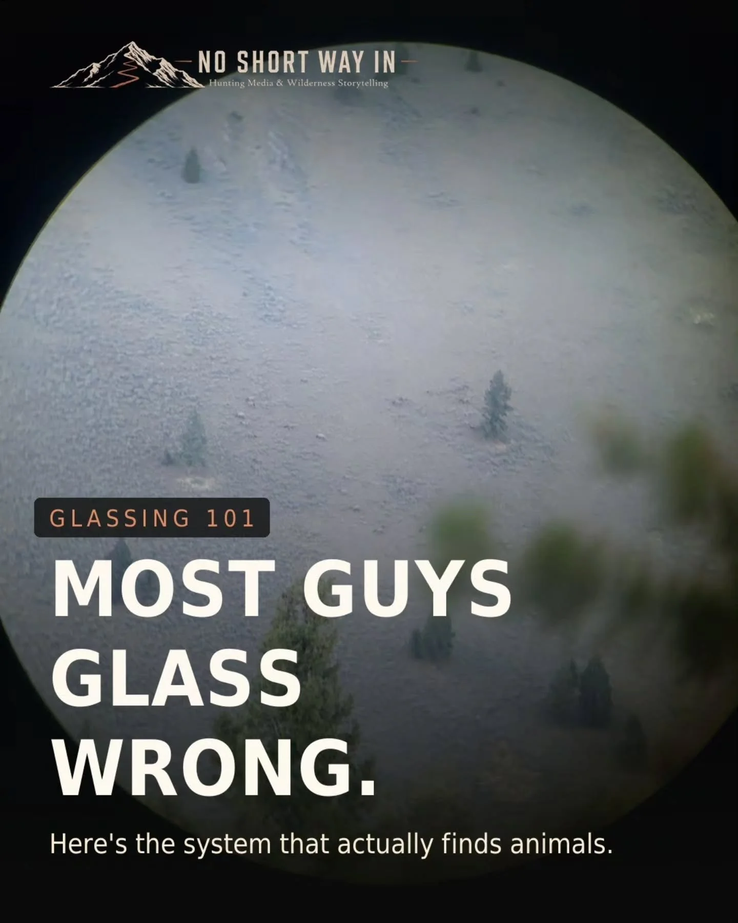 Most guys sweep a hillside and call it glassing. That's why they don't find animals.

Save this before your next sit.

Glassing isn't looking harder. It's a system:

&rarr; Sit down and get on a tripod &mdash; shake hides animals

&rarr; Grid the slo