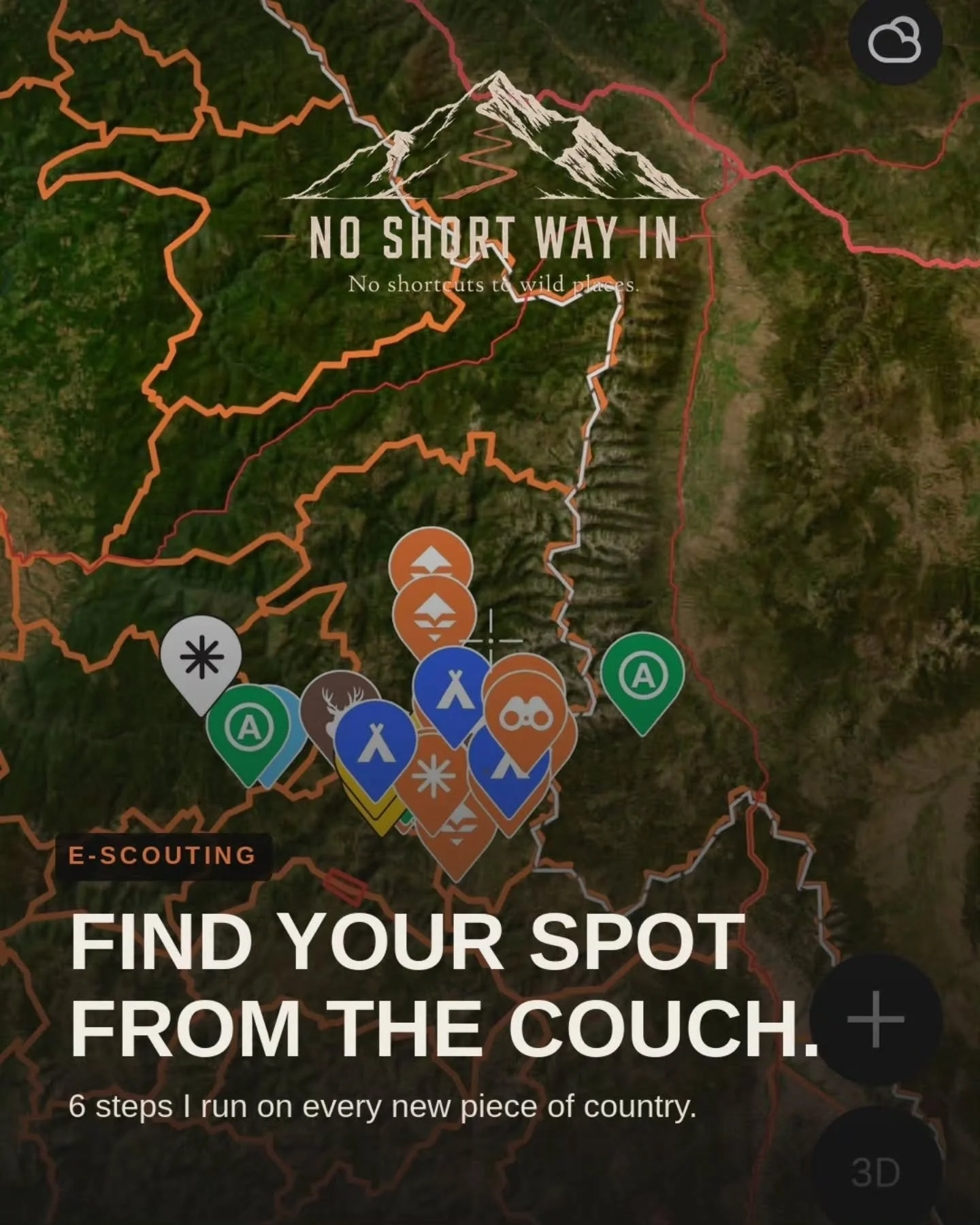 You can find your spot from the couch. Here's how.

Before I ever set foot on new ground, I've already picked it apart on a map. Water, food, pressure, access, wind, and a backup plan.

Six steps. Swipe through and run it on your own spot tonight.

S