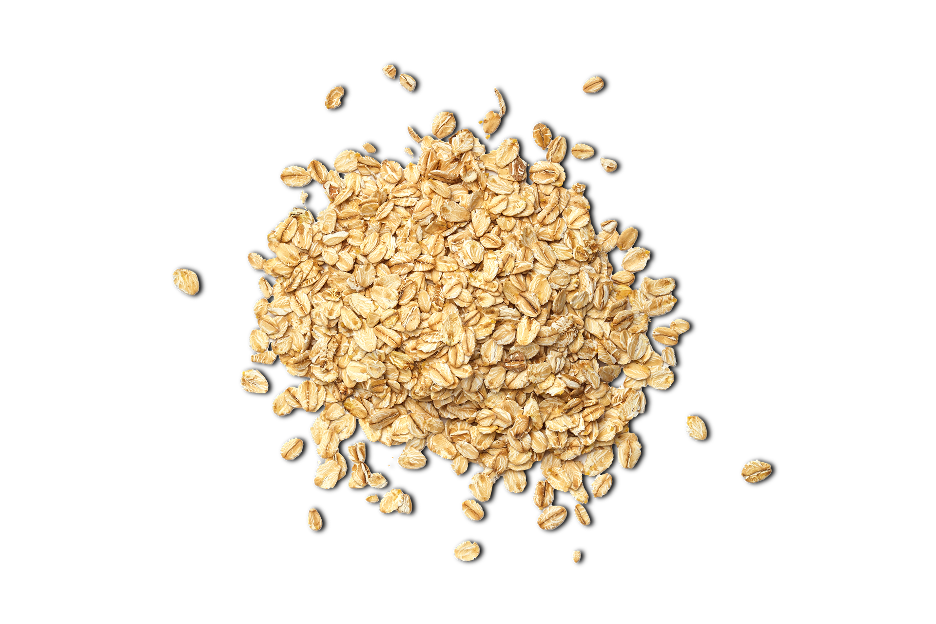 Small pile of flaked oatsfor brewing on a dark navy background.