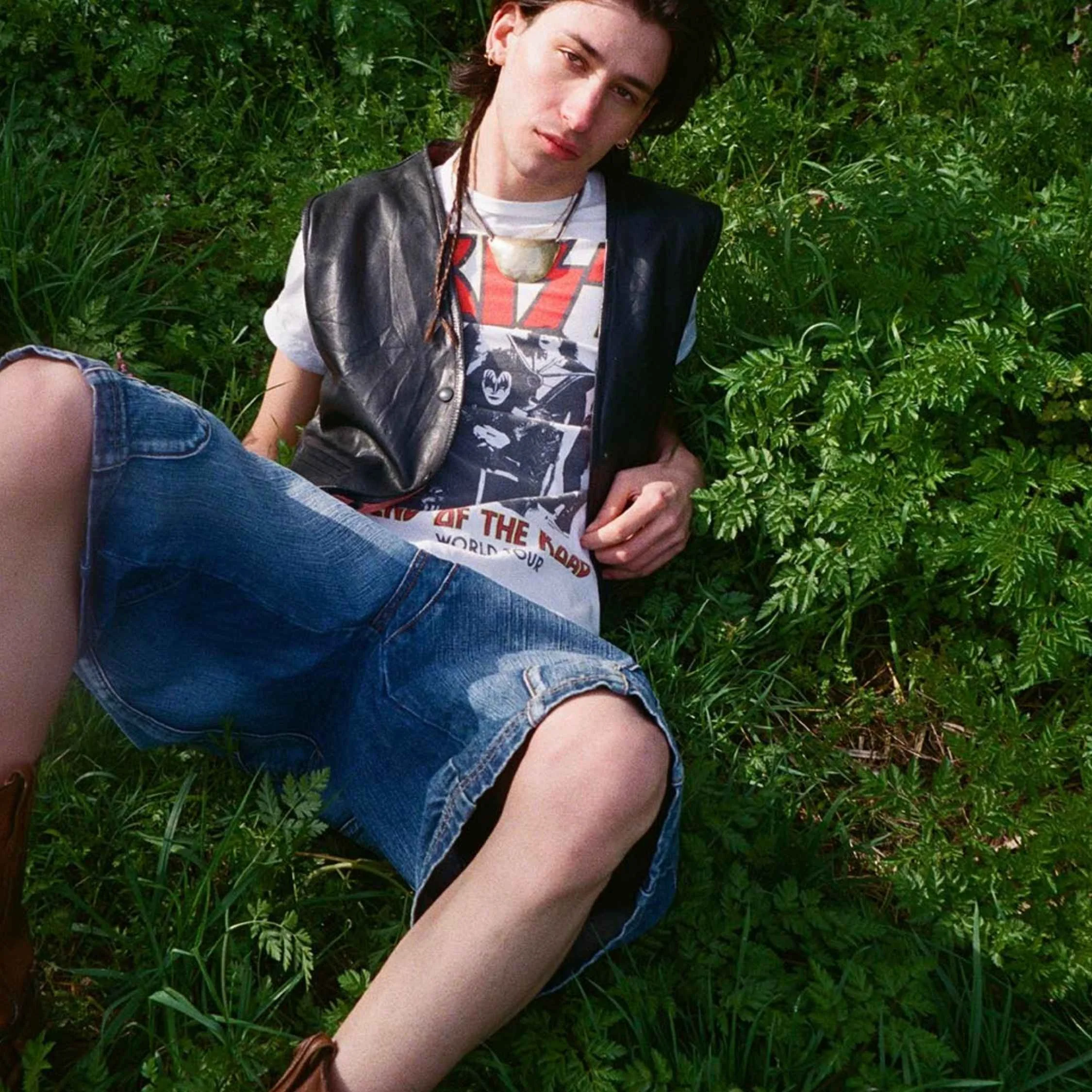 Model wearing vintage clothing from Beyond Retro UK Dalston location